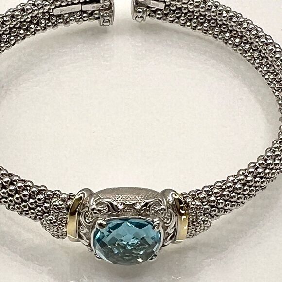 Phillip Gavriel renaissance Cushion Blue Topaz Cuff Bangle - Picture 15 of 15